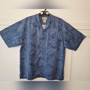 Jamaica Jaxx Blue Leaf Pattern Men's Shirt